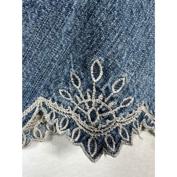 Access Liz Claiborne Womens Blue Denim A Line Skirt Size 6 Embroidered Hem - Picture 5 of 9